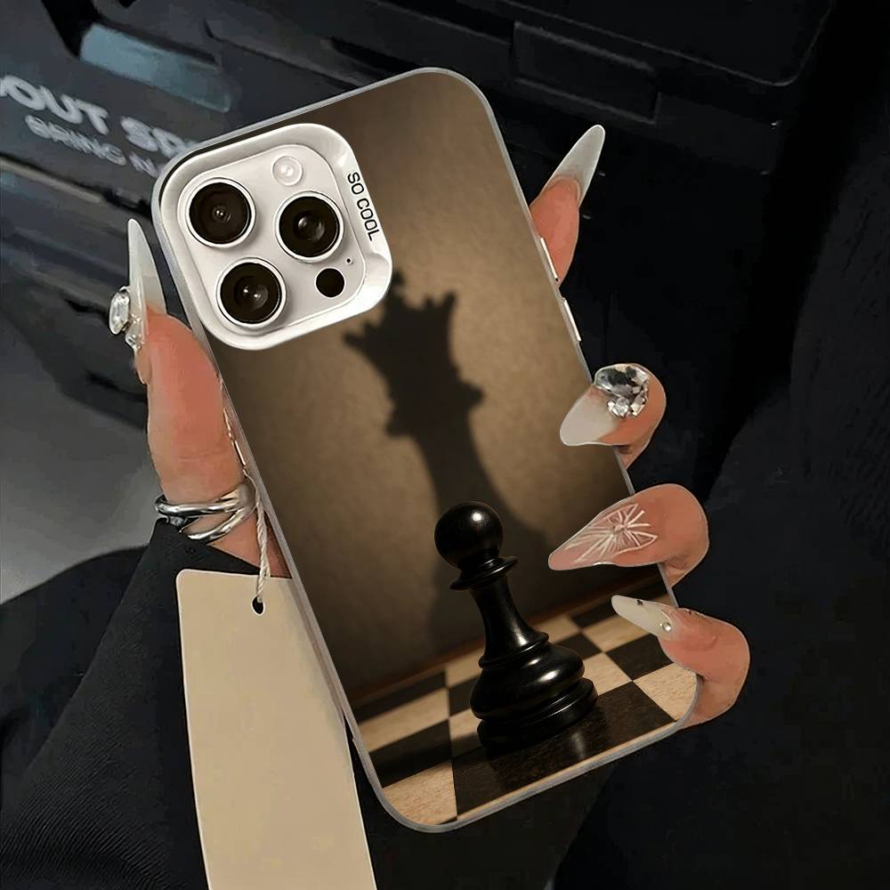 Крутая Чехол-Арт Шахматы Для iPhone 11 12 13 14 15 16 Pro Max Plus белый Серебристый Чехол для Телефона
