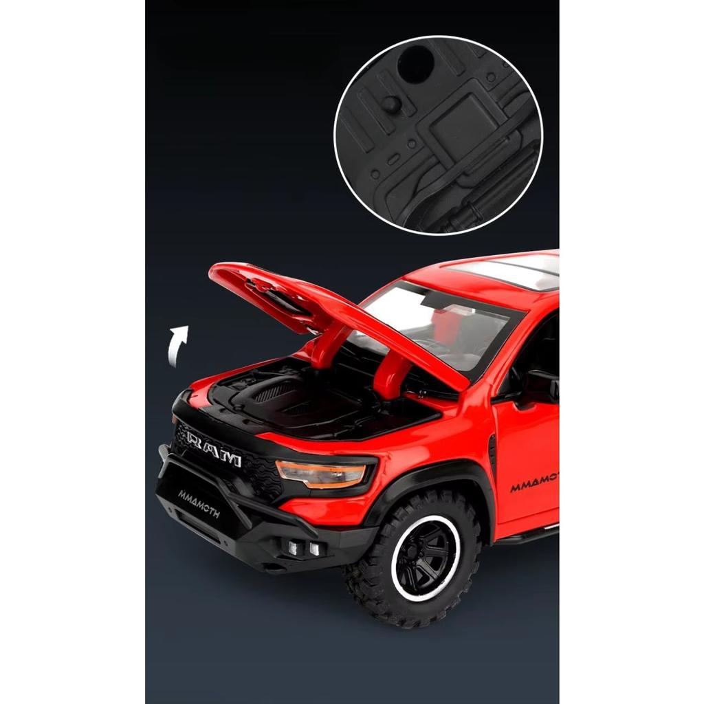 1/32 Dodge RAM MAMMOTH пикап игрушечная машинка миниатюрная литая металлическая модель внедорожника инерционный механизм со звуком и светом коллекция подарок мальчику