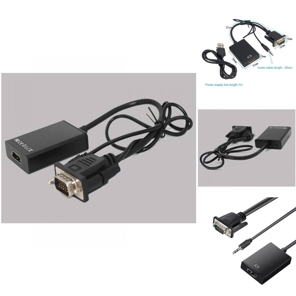 Кабель-конвертер VGA в HDMI с медным сердечником для HDTV-монитора, ПК-гейминга, установки домашнего кинотеатра