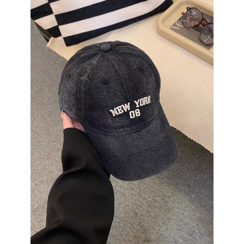 Spring and Summer Washed Retro Denim Embroidered Letter Baseball Cap Women's Casual Versatile Cap Men