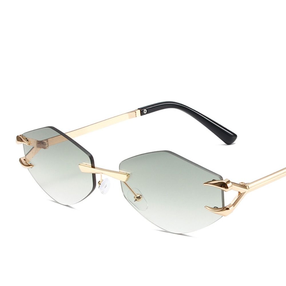 Солнцезащитные очки без оправы в стиле ретро с градиентом UV400, популярные металлические очки без оправы, квадратные солнцезащитные очки для мужчин и женщин