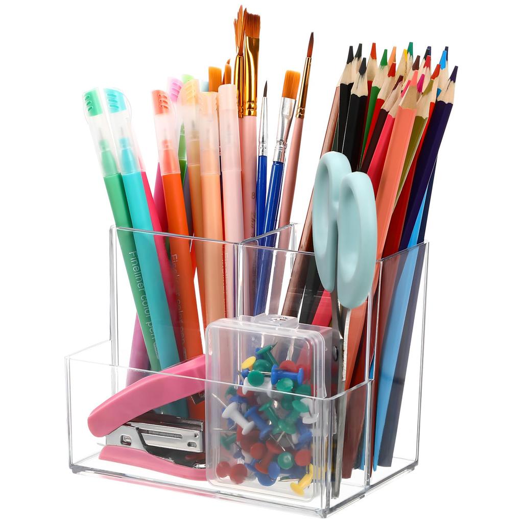 Frcolor Makeup Stationery Makeup Clear Makeup Brush Divided Cosmetic Storage Desktop Pen Desk Organizer Cosmetic Holder Storage, Storage, Organizer,