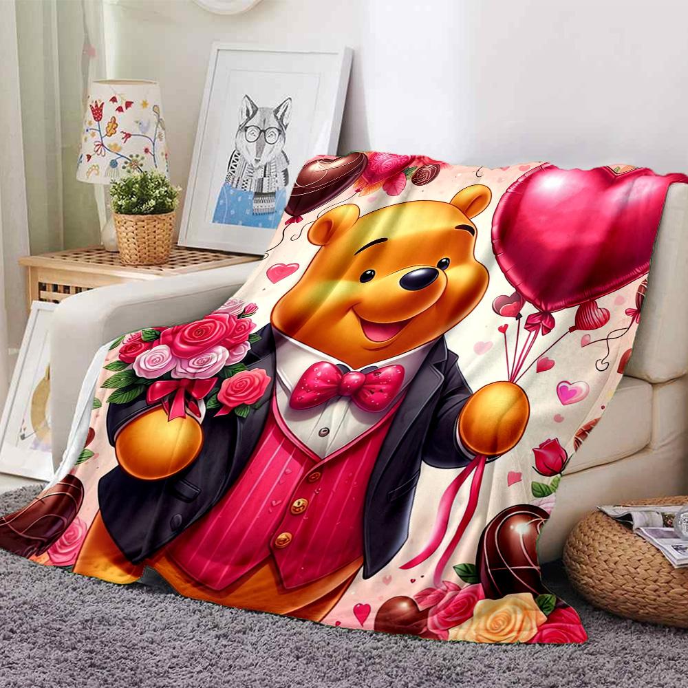 Piglet'S Valentine Celebration Flannel Blanket Super Soft Warm Cozy Blanket For Sofa Bed Office Travel Allseason Home Decor Gift