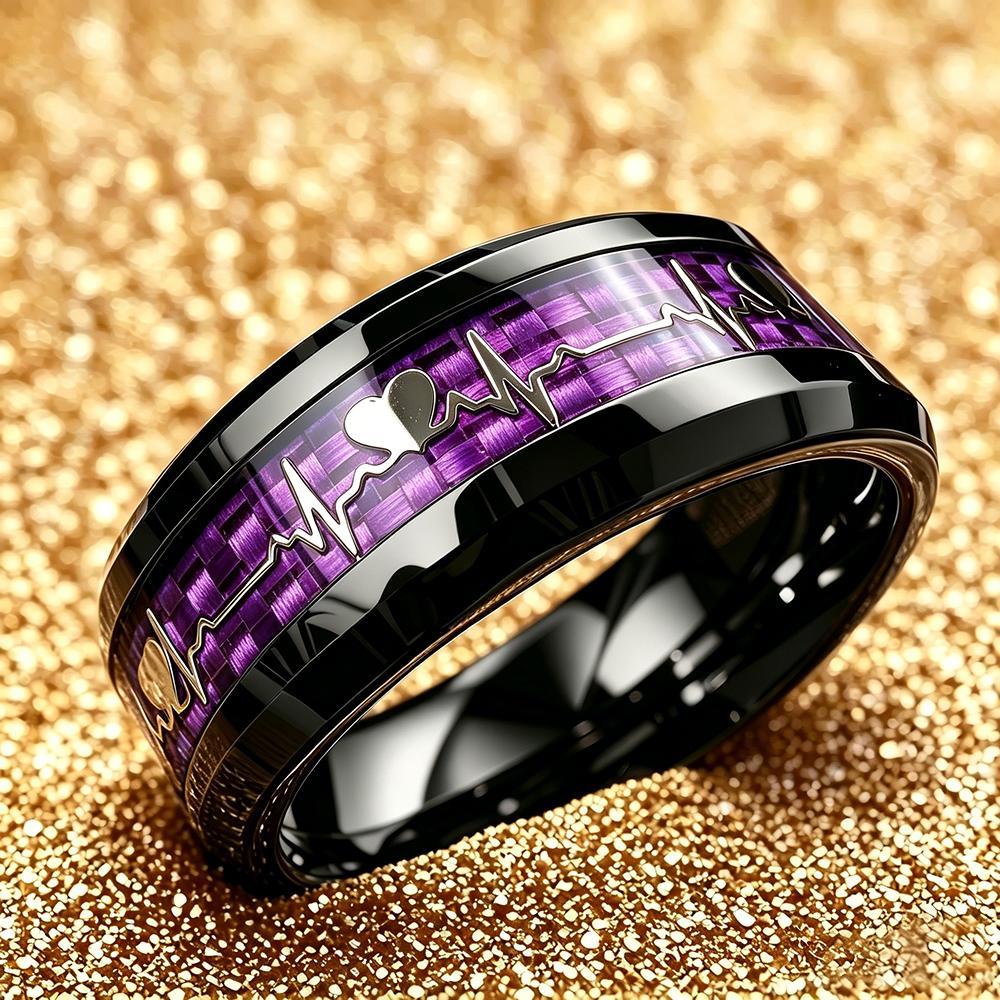 Vintage Men's Stainless Steel Rings Gothic Punk Snake Scale Pattern Inlay Ring Daily Wear Jewelry Gift for Him Non-Fade