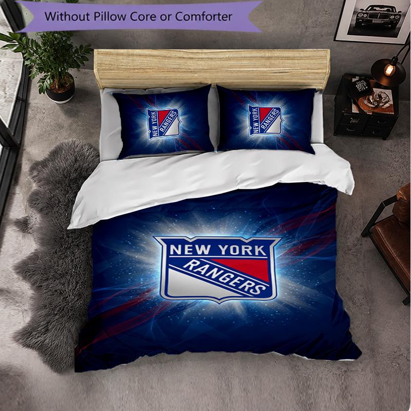 Набор постельного белья из микрофибры с узором New York Rangers, 3 предмета, Декор, Комплект с пододеяльником для спальни, Домашнее использование