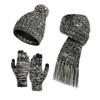 Women's And Men's Winter Fashion Warmth Cute Hat Scarf Gloves Casual Three Piece Set