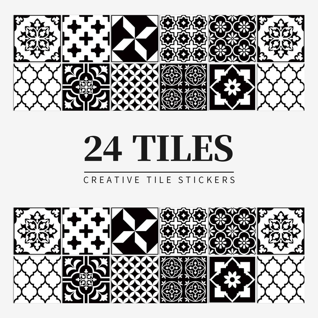 24 шт. Ретро наклейки на стену с мандалой, кухонные самоклеящиеся водостойкие наклейки на плитку, декор для ванной комнаты, марокканская наклейка из ПВХ