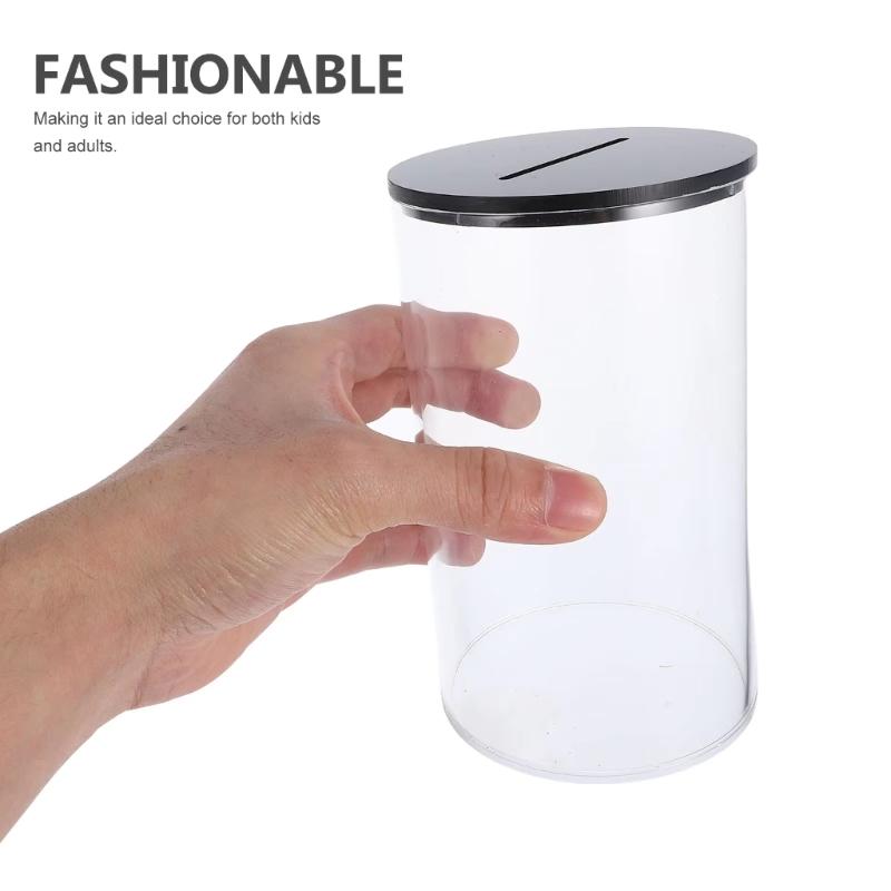 Современная прозрачная акриловая копилка, небьющаяся конструкция, легкий доступ к монетам, безопасна для детей, для дома, офиса