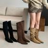 Wear More Than One Boot! Pointed Thick Heel Over the Knee Boots Women's Shoes Boots 2025 New Autumn and Winter Heap Knight Martin Boots