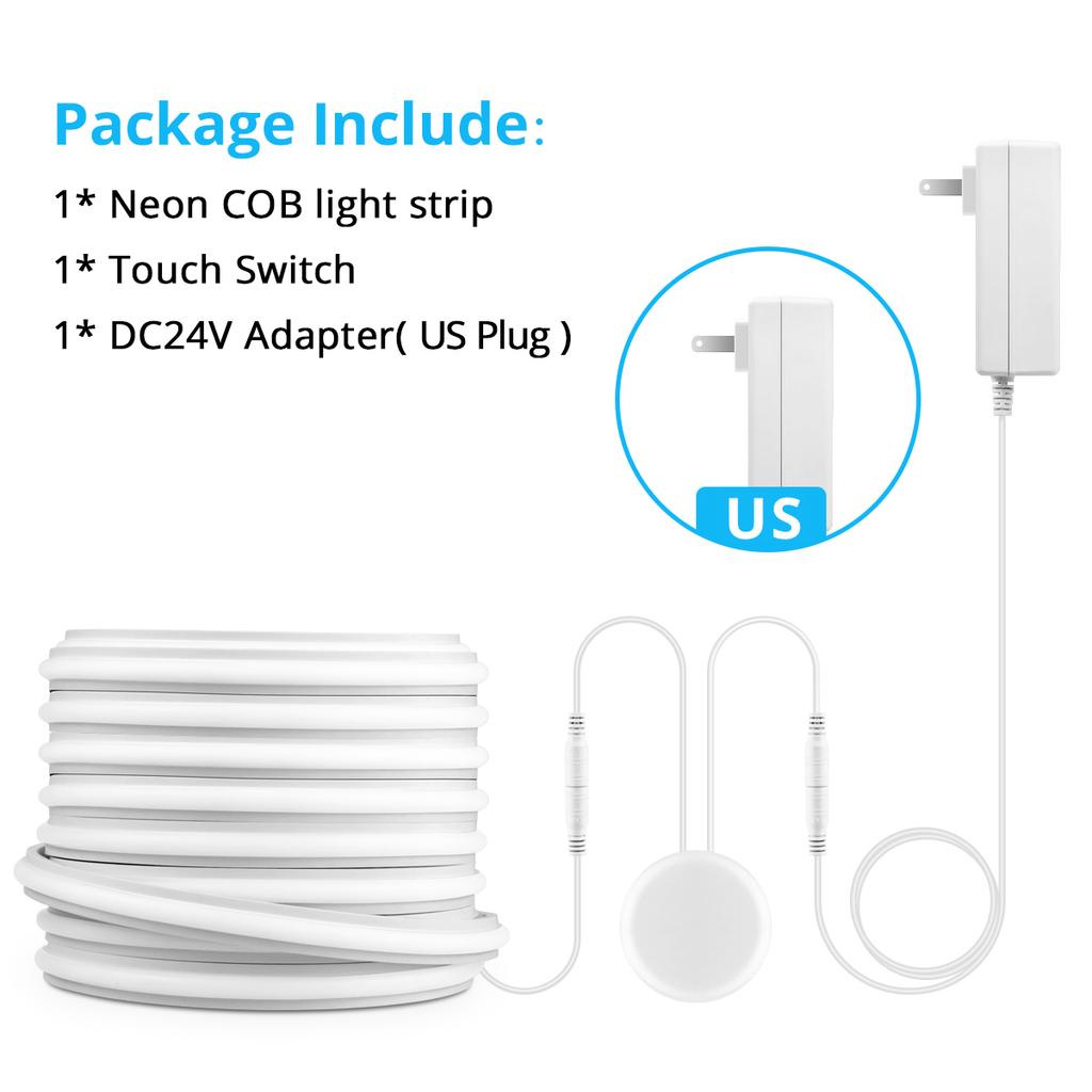 High End Under Cabinet LED Neon Light Strip 24V COB Neon Tape Penetrabe Wood Touch Sensor Dimmer Kitchen Closet Wardrobe Decor