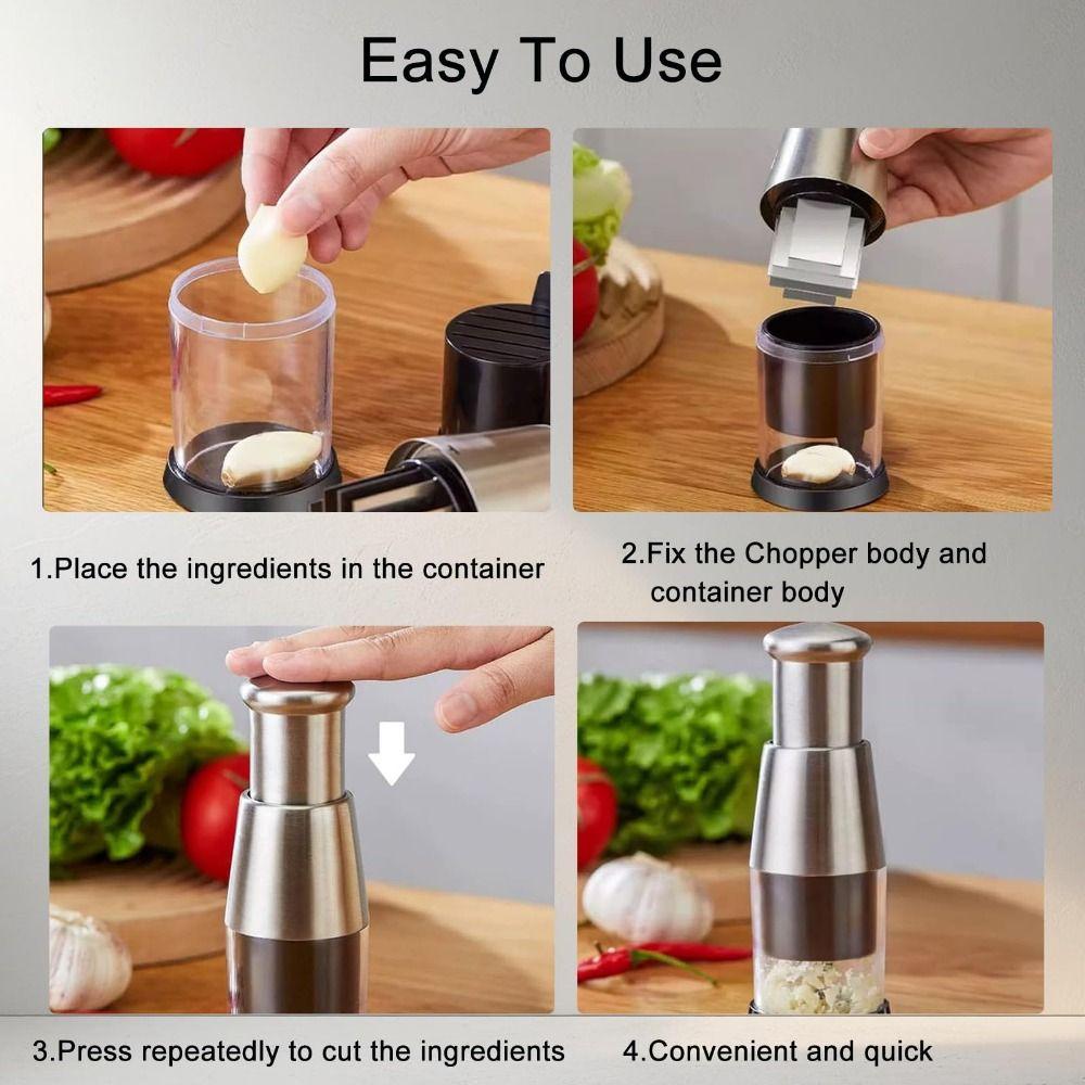 Stainless Steel Garlic Presser Manual Pressed Vegetable Slicer Fruit Dicer  Household Supplies