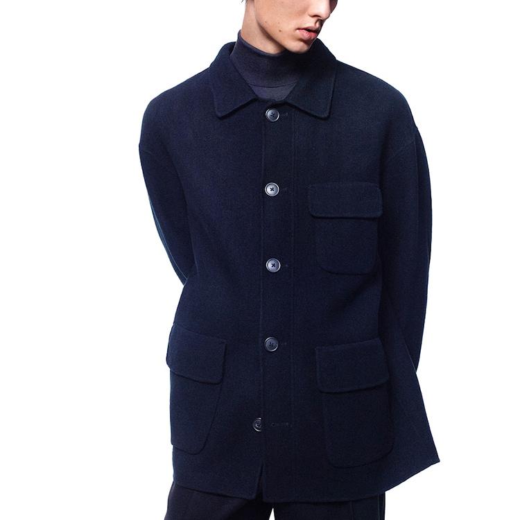 Uniqlo Рабочая куртка из шерсти Мужские куртки Темно-синий 436105-68