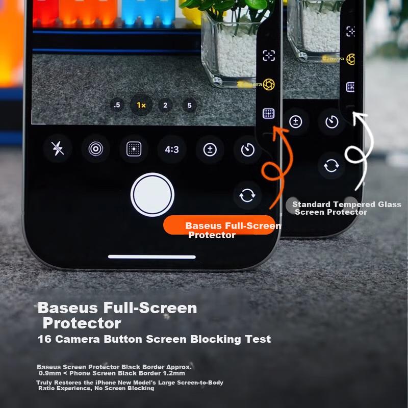 Baseus Tempered Glass Screen Protector for iPhone 16 Pro Max, Ultra-Crystal, Dustproof, Drop-Resistant, Ultra-Thin Full Coverage, HD 2-Pack