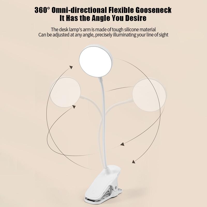 1PC Rechargeable Night Light Adjustable Reading Light Bedroom Clip-Type For Bedside Student Dormitory