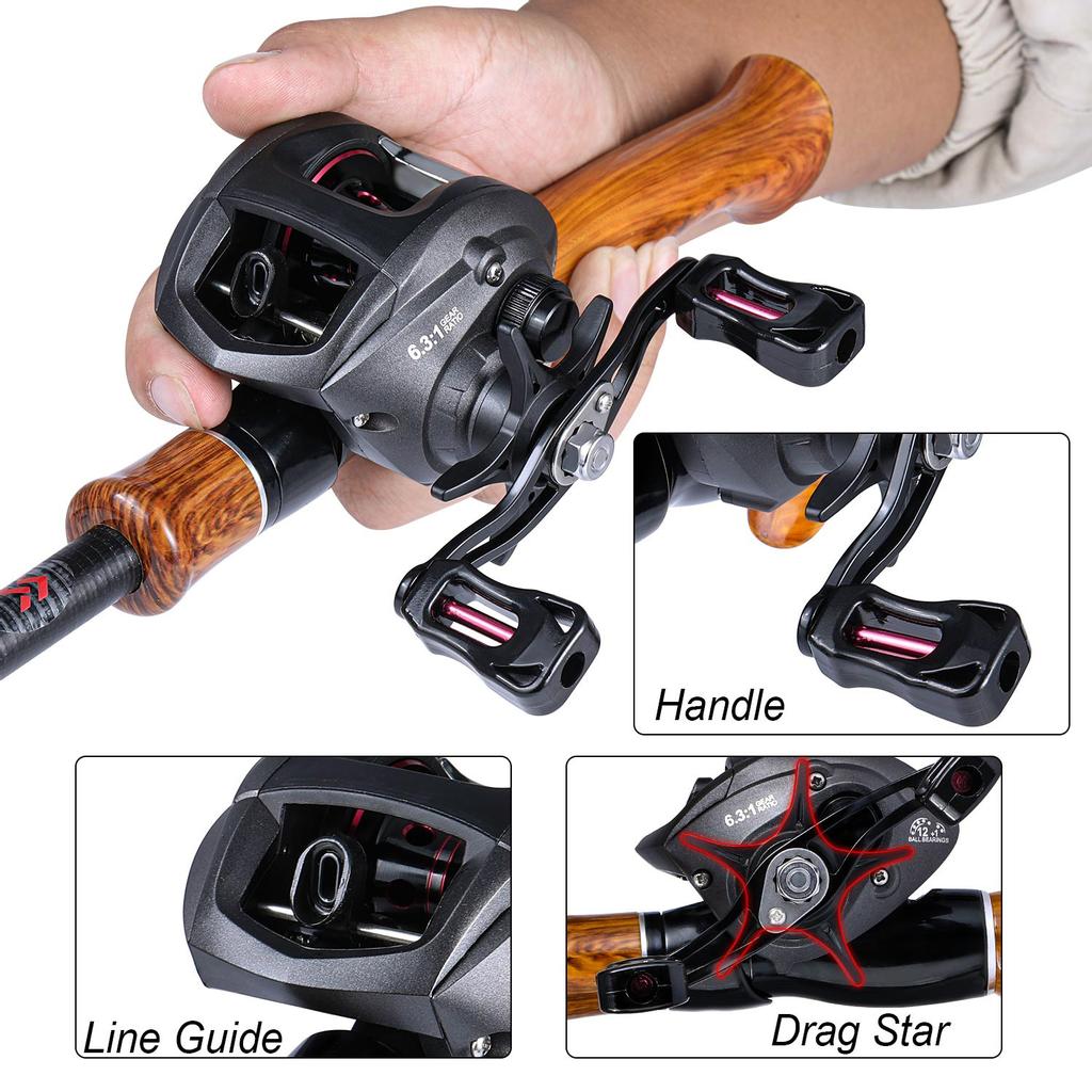 SOUGAYILANG Рыболовный набор, спиннинг, литейная удочка с спиннинговой катушкой, катушка для приманки, полный набор, сумка-переноска, приманка для лески