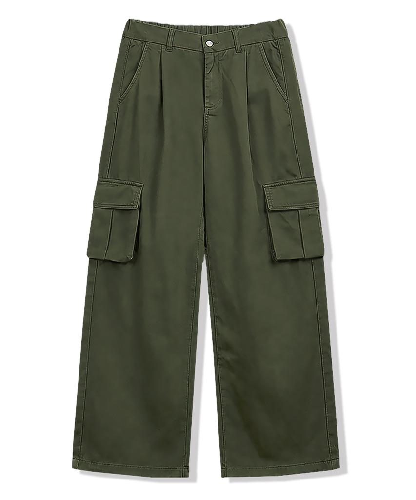 NTET Cargo String Wide Cotton Pants (Khaki)