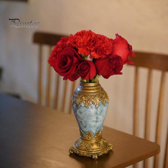 Европейская винтажная резная ваза для цветов из смолы, держатель для цветочных растений, контейнер для домашнего офиса, центральный элемент, декоративная ваза, орнамент