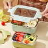 Microwave 304 Stainless Steel Compartment Lunch Box Stackable Leak-proof Student Bento Box Food Container For Cold And Hot Food