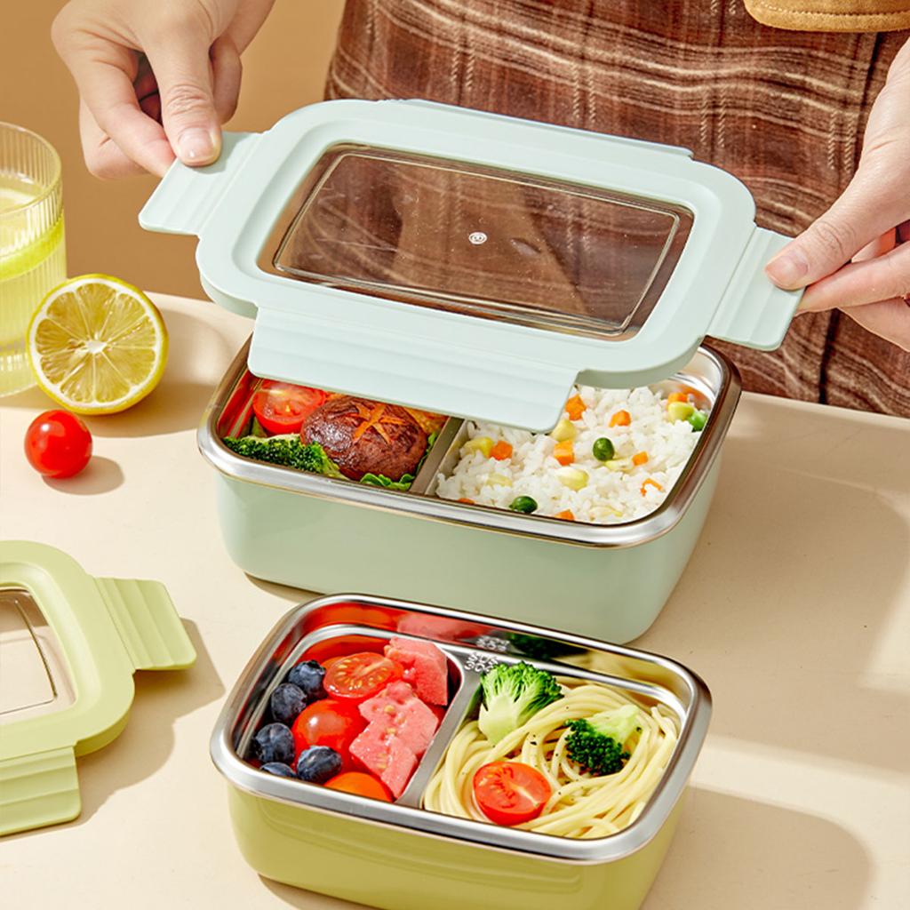 Microwave 304 Stainless Steel Compartment Lunch Box Stackable Leak-proof Student Bento Box Food Container For Cold And Hot Food