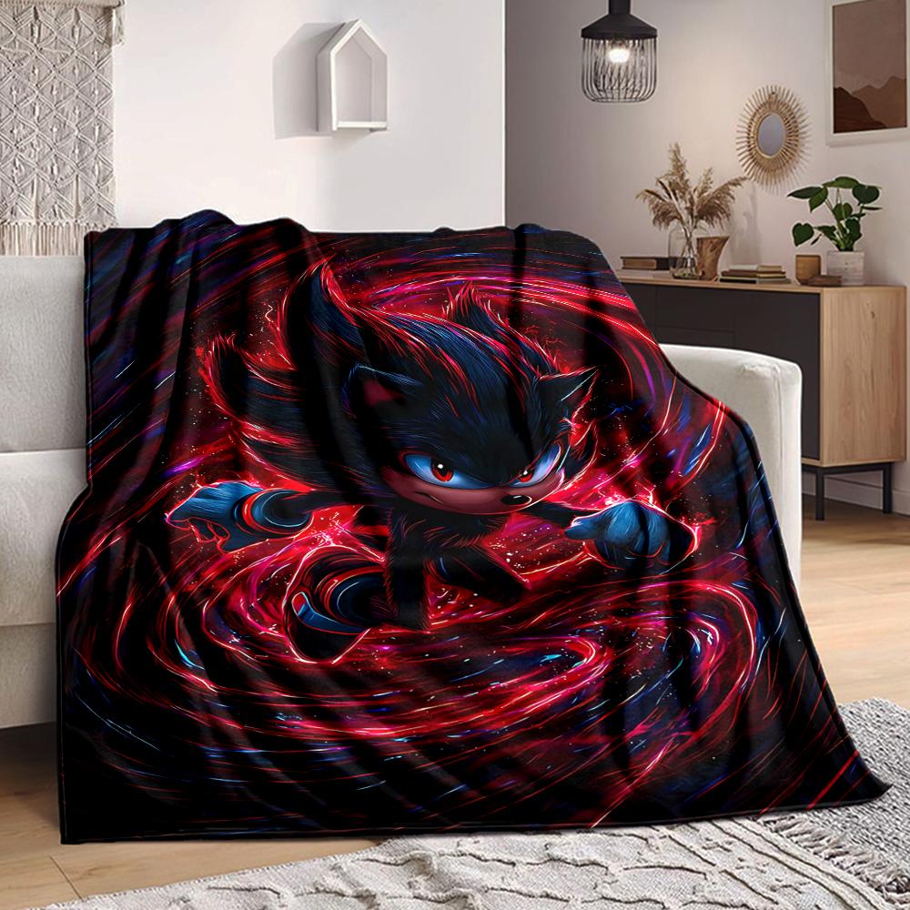 1Pc Dark Sonic Flannel Blanket, Soft And Comfortable, Casual Warm, Camping Travel, Christmas, Halloween Xmas Gift L1524