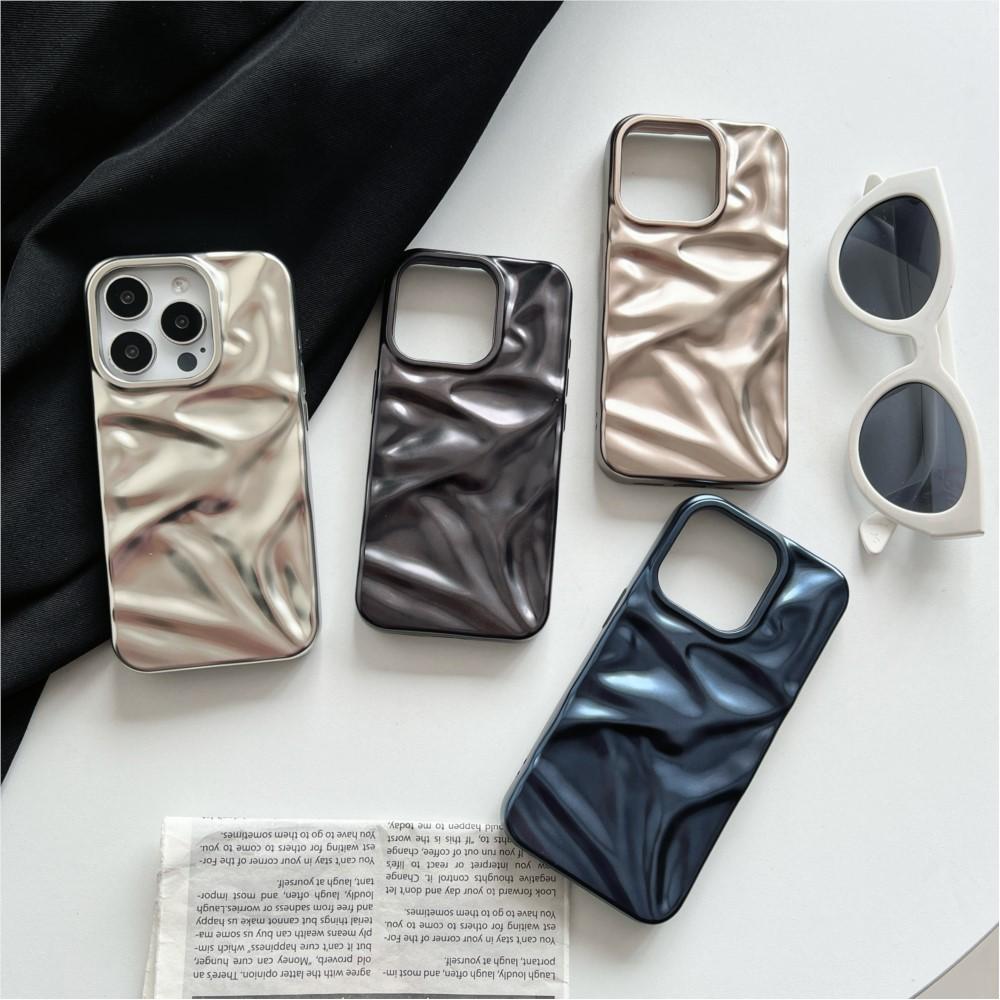 Luxury Matte Silver Water Ripple Case For 17 Air 16 15 14 Plus 13 12 Pro Max 11 Creative Frosted Wrinkle Shockproof Cover