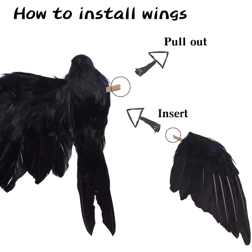 Black Crow Halloween Decoration Realistic Flying Crow Prop For Halloween Yard Garden