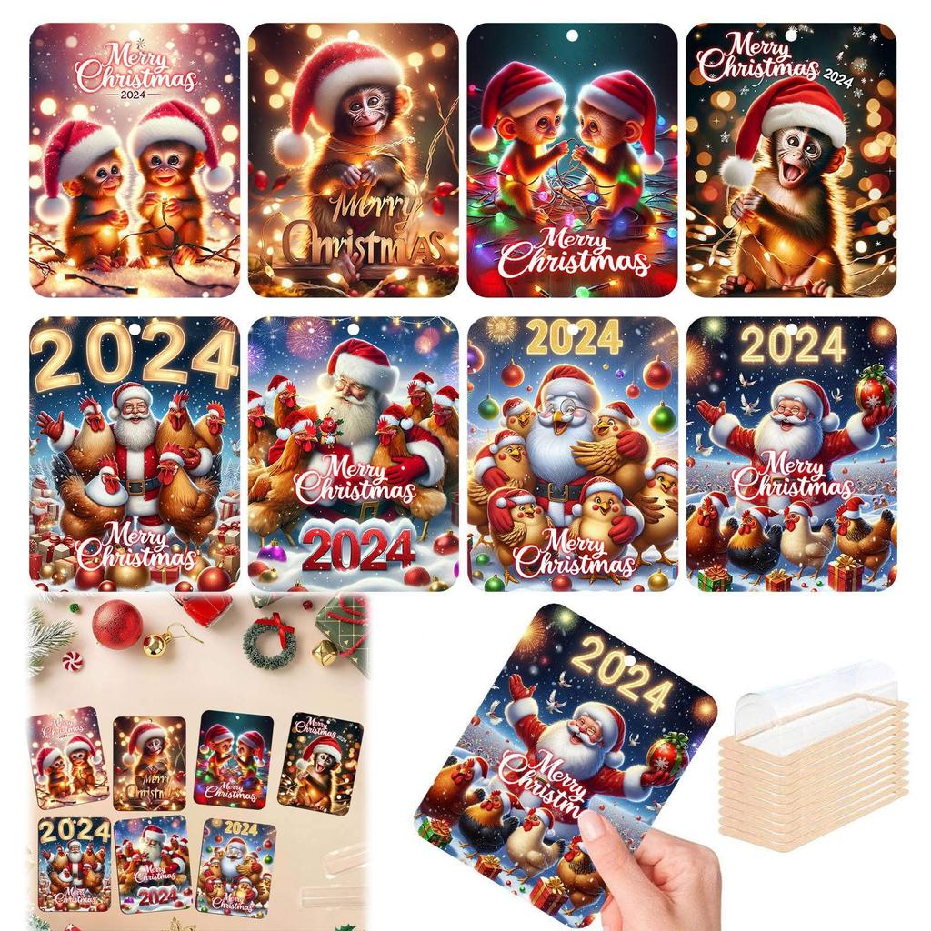 Рождественский набор украшений для кошелька, 8 подвесок для кошелька, подарочные карты, бирки для праздничных подарков, рождественские украшения и комбинации карт