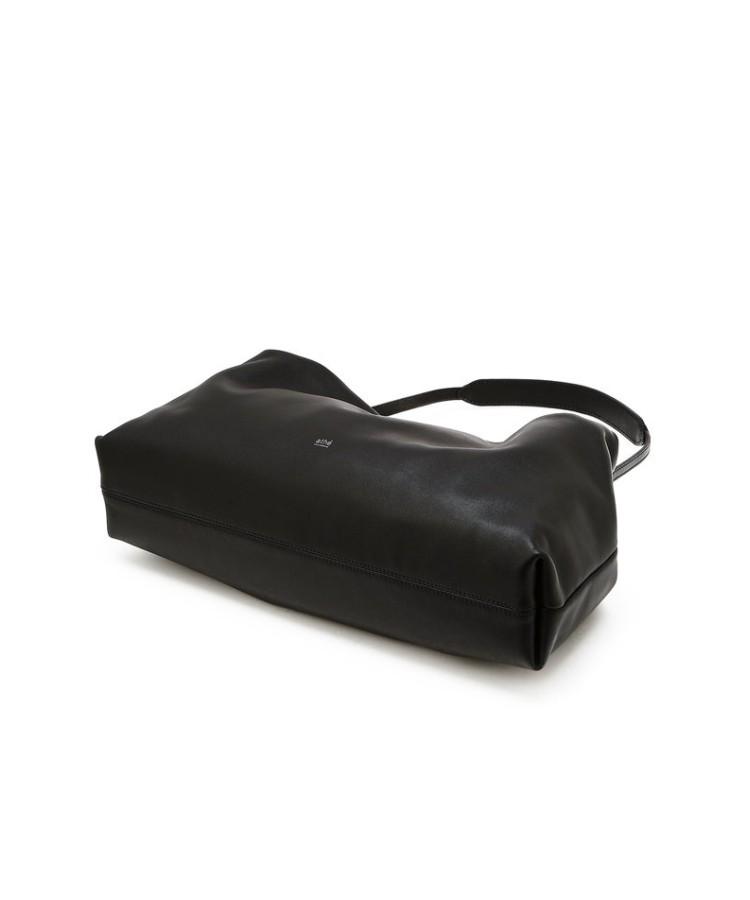 Athe Vanessabruno [Mousse] Black Leather Drawstring Shoulder Bag M Aaba6E540Bk