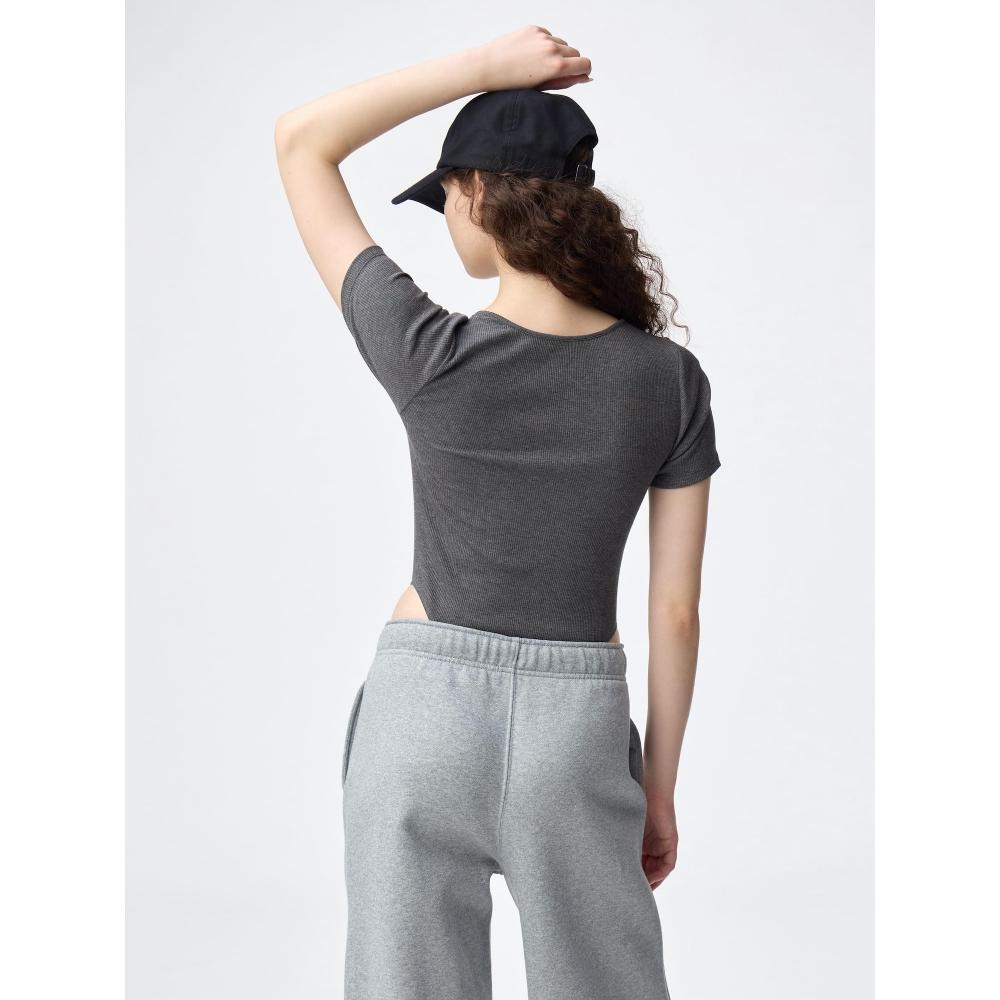 GU by Uniqlo Теплый боди в рубчик с коротким рукавом