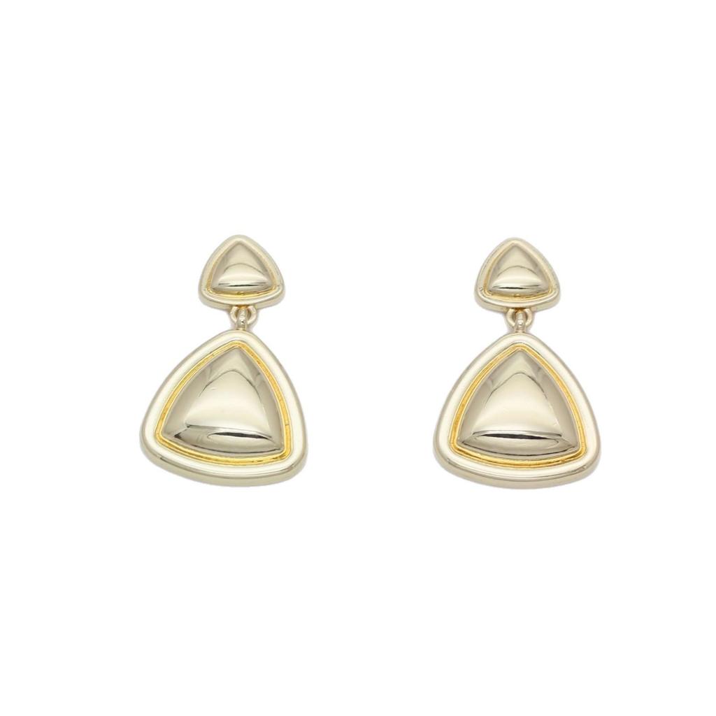 Геометрические серьги-подвески в виде треугольников из серебряных игл S925 с отделкой из настоящего золота