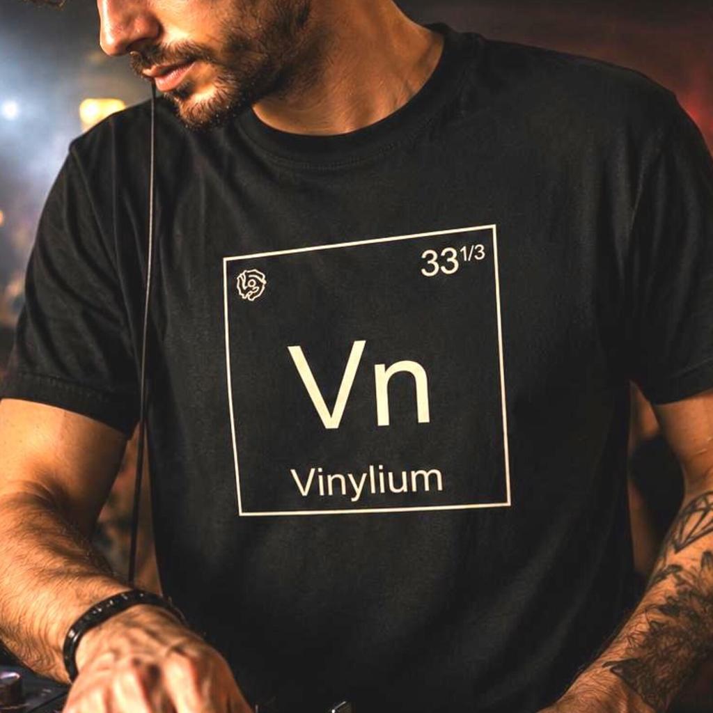 Vinyl Record T-Shirt, DJ Gift, Vinylium Periodic Table, Record Collector Shirt, Analog Music Tee, Vinyl Lover Graphic Apparel