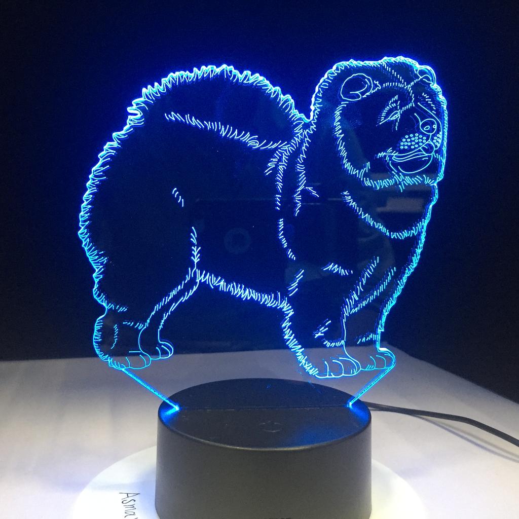 Factory Dropshipping ODM Rechargeable Touch Switch Dog Arylic Panel Box Table Night Lamp 16 Colors Change 3D LED Light