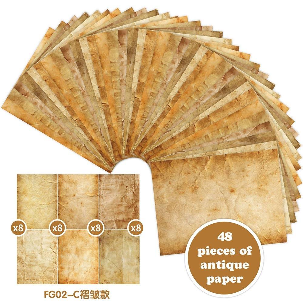 48PCS A4 Writing Paper Brown Decorative Material Paper Retro Letter Paper Scrapbook