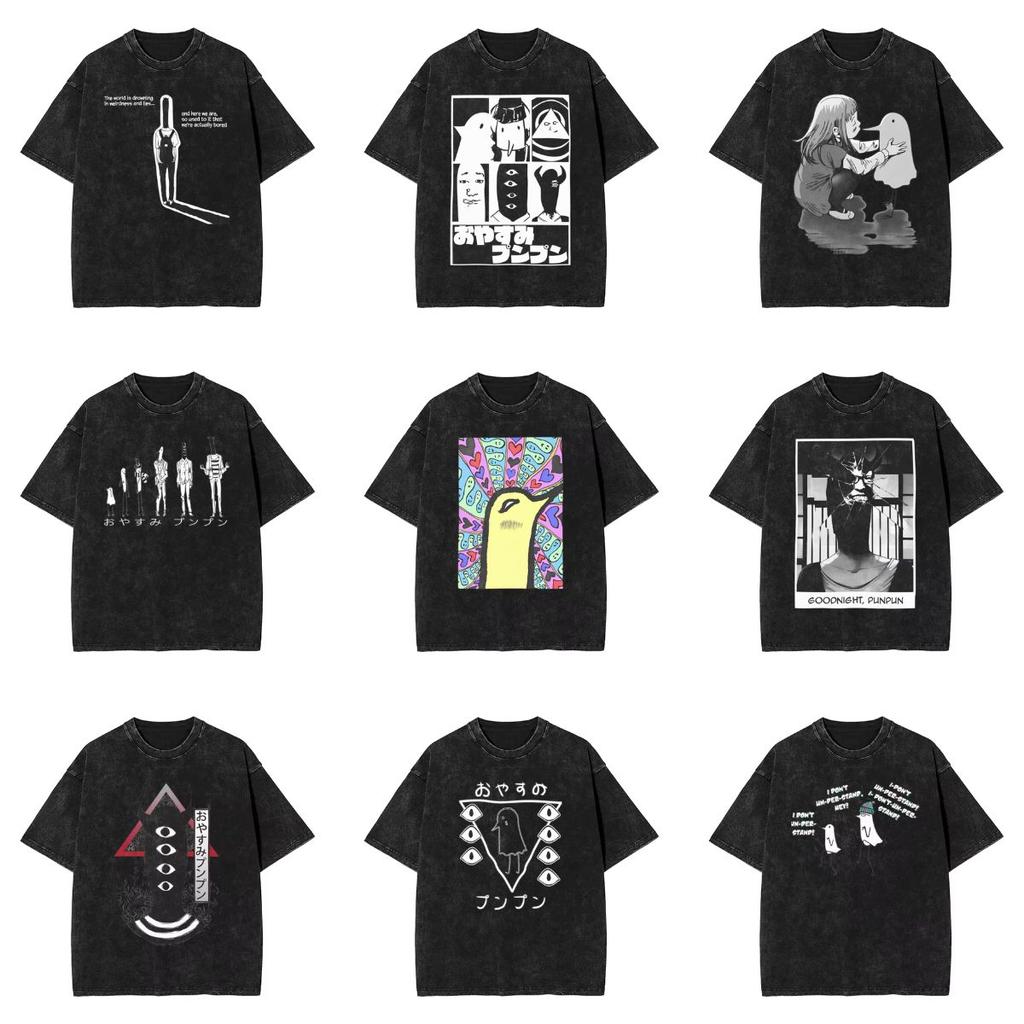 Washed T Shirt Oyasumi Punpun Japanese Anime Tshirts Oversize Goodnight Punpun Streetwear Graphic Tops Tees For Men Women