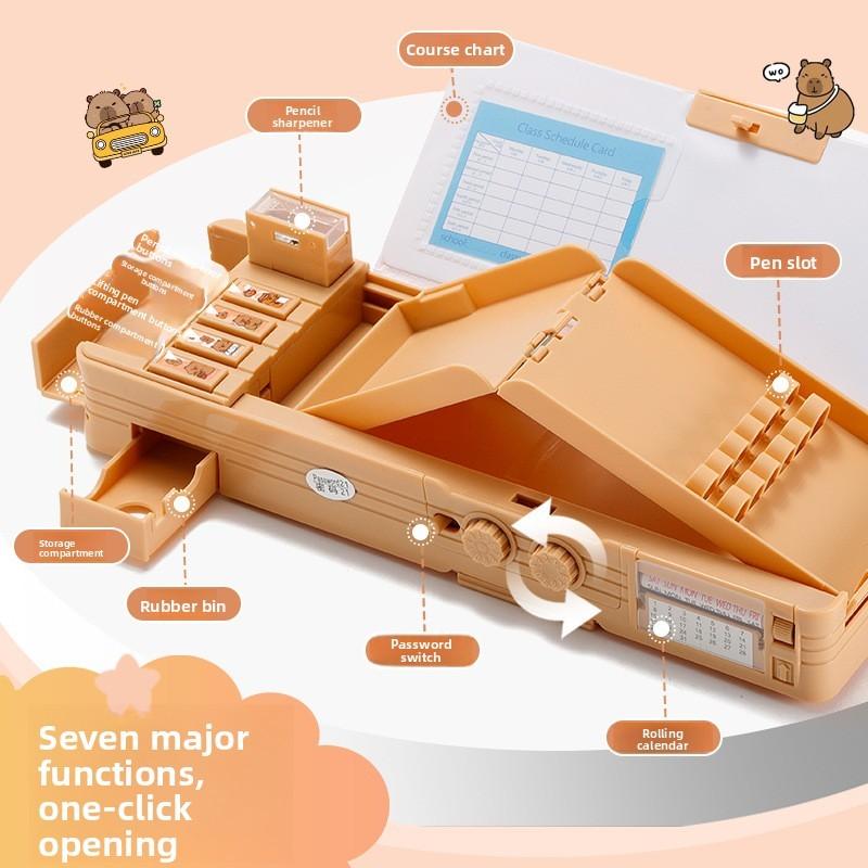 Capybara Kuromi Cinnamoroll Pochacco Password Lock Doublesided Organizer For Elementary Students Storage And Travel