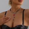 Red Heart Crystal Pendant Necklace Layered Female Necklace Fashion Beaded Choker Necklaces