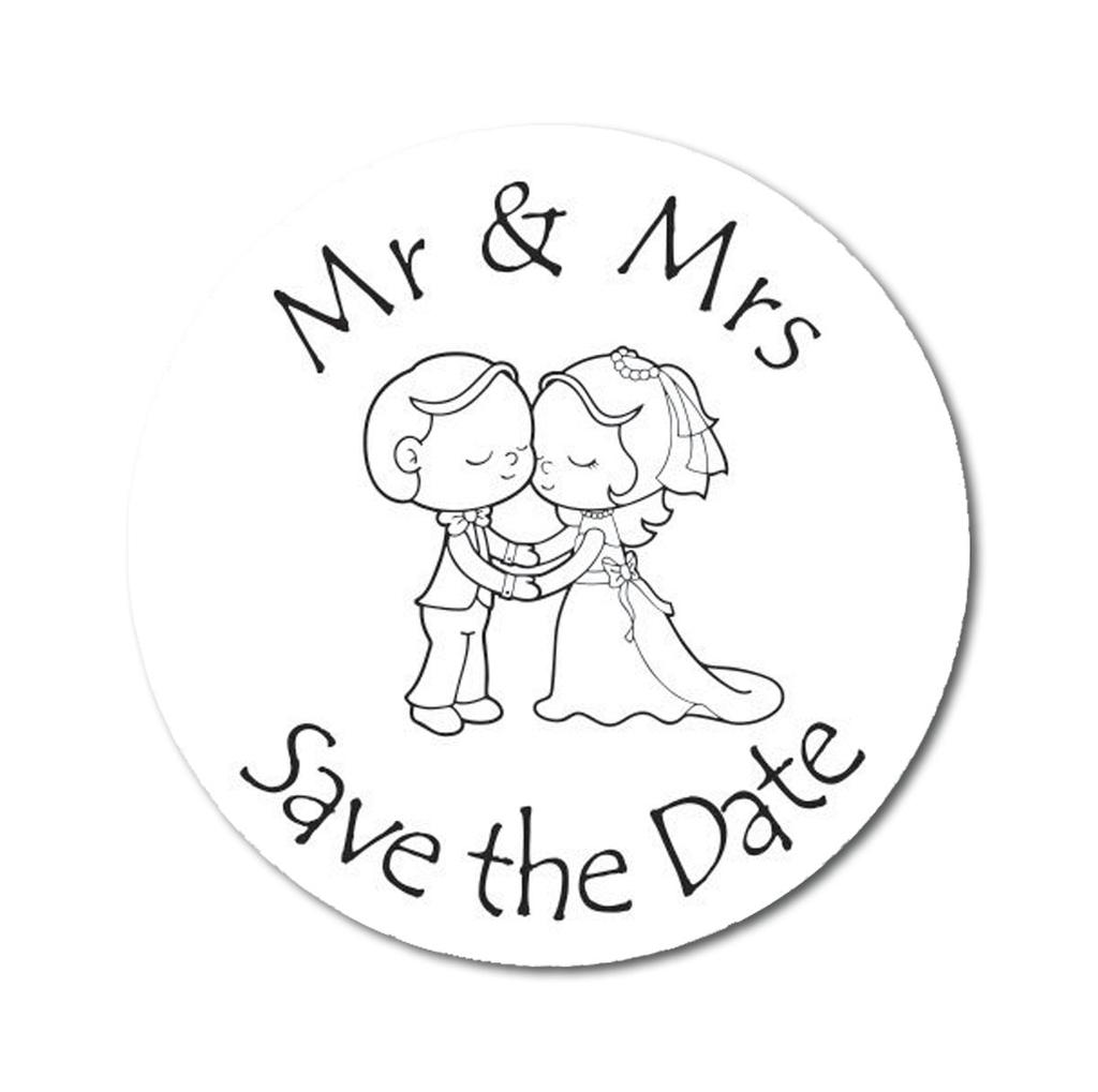 Darling Souvenir Round 45 Pieces Wedding Couple Save The Date Stickers Envelope Seals DIY Party Favor - Black