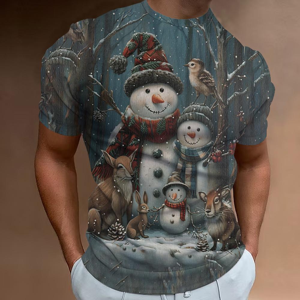 Рождественская мужская футболка с принтом Санта-Клауса, короткий рукав, повседневный свитер с круглым вырезом, уличная одежда, топы для активного отдыха, футболка, свободная мужская одежда