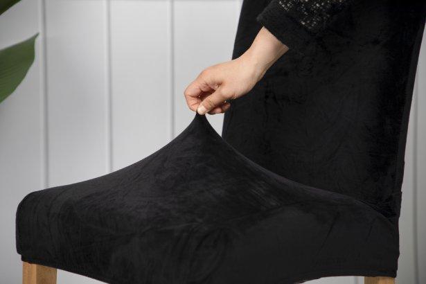 Velvet chair covers, 6 pcs., black, elastic, universal, Furnitex