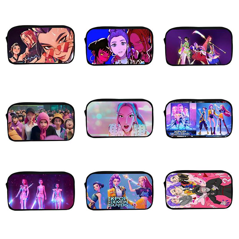 Kpop Охотники на демонов Студенческий пенал Мультяшный Вместительный пенал Канцелярские принадлежности Сумка для хранения косметики для девочки Подарки