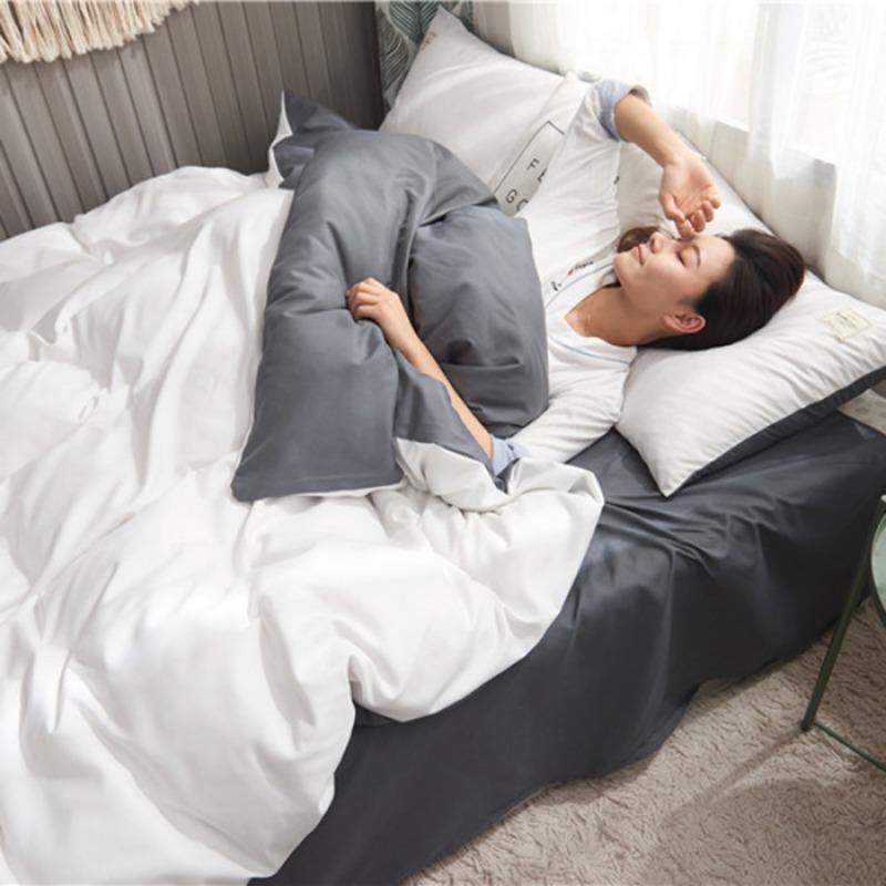 2024 new solid color double polished bed four-piece set Japanese bed sheet quilt cover mattress student kit multi-specification