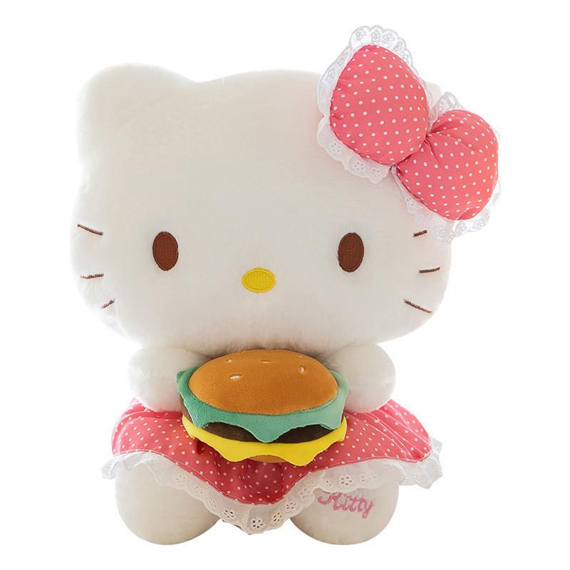 Adorable Plush Cat Doll Stuffed Toy With Burger Design Perfect Birthday Gift