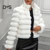 Winter Women Jacket Thick Faux Fur Solid Color Turn-down Collar Long Sleeves Heat Retention Outdoor Daily Wear Warm Coat