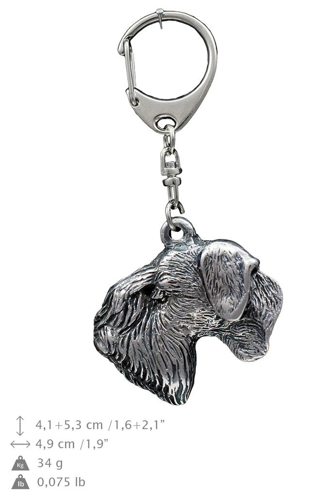 Cesky Terrier, Czech Terrier, Bohemian Terrier - Silver-plated Key Ring with Dog, Handbag Decoration, Backpack Pendant by Art-Dog Brand