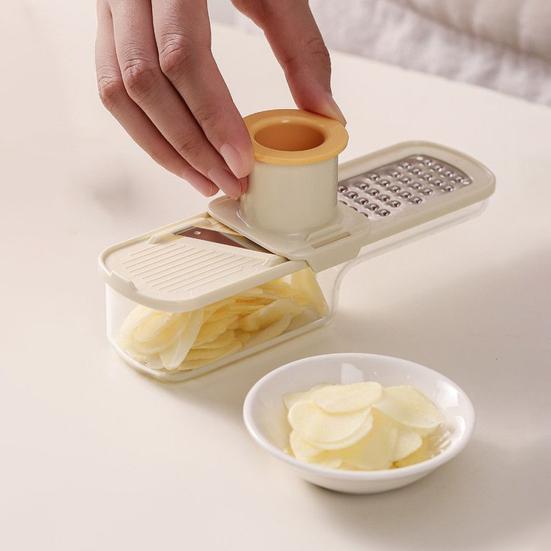 Мини-овощерезка с защитой для рук, лезвия из нержавеющей стали, 3-в-1: нарезка, шинковка, измельчение, маленькая овощерезка-кубиками