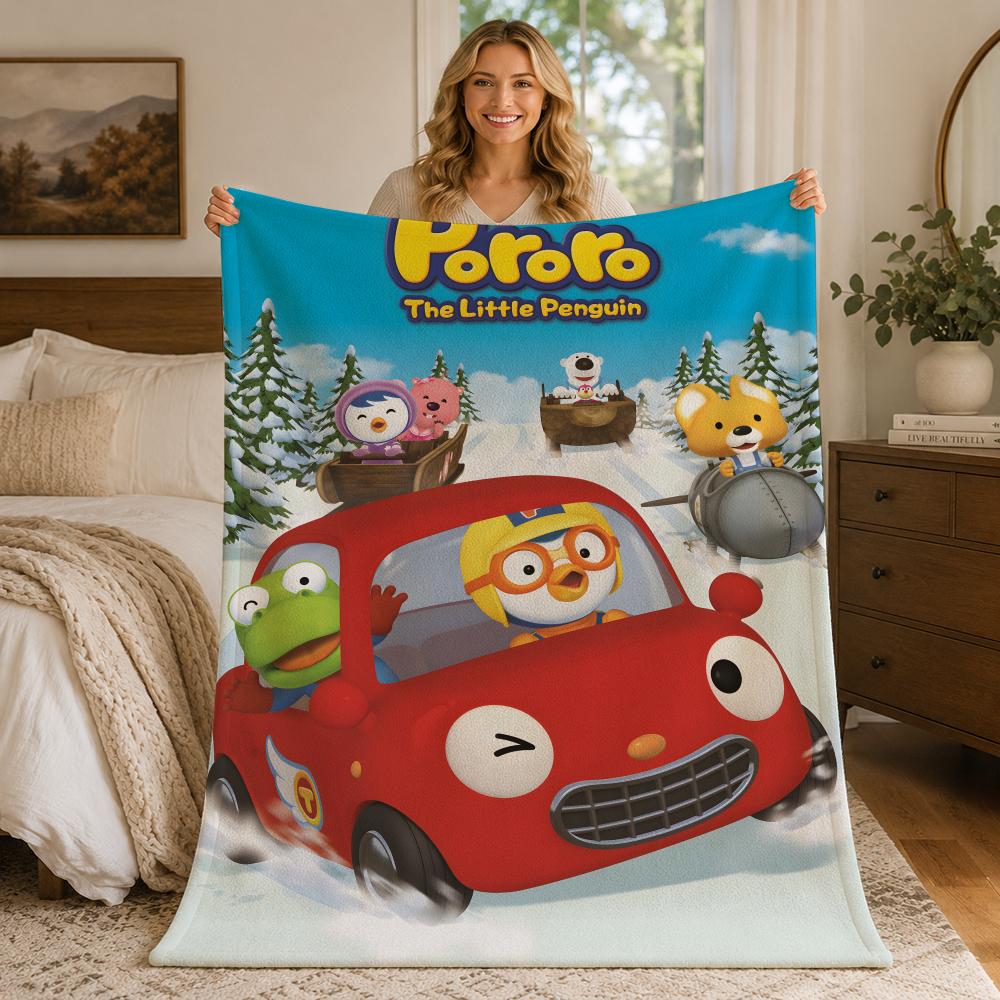 P-PororoSweetCastleAdventure Throw Blankets Soft Warm Flannel Blanket Bedding for Bed Living room Home Sofa