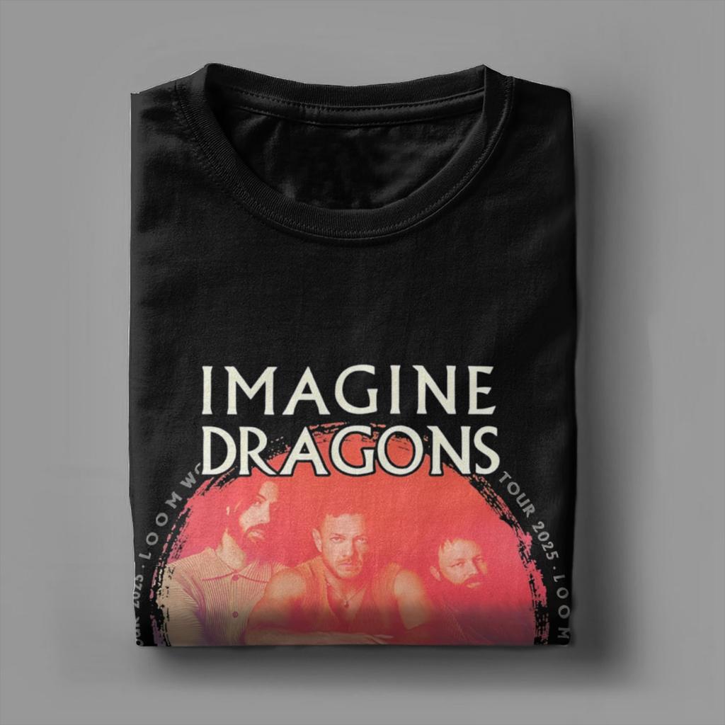 Imagine Dragons Тур 2025 Мерч Унисекс Футболки 100% Хлопок Футболка с Принтом Топы Футболка