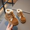 Классические ботильоны для девочек, простые зимние детские ботинки с пряжкой, толстая подошва, нескользящие, детские повседневные модные короткие зимние ботинки, тренд