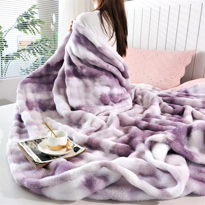 Colorful Gradient Bubble Velvet Rabbit Fur Blanket for Office or Sofa