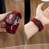Красный плетеный Новый год Плетеный спортивный универсальный Apple 11 iWatch 10 Магнитный дышащий ремешок 68